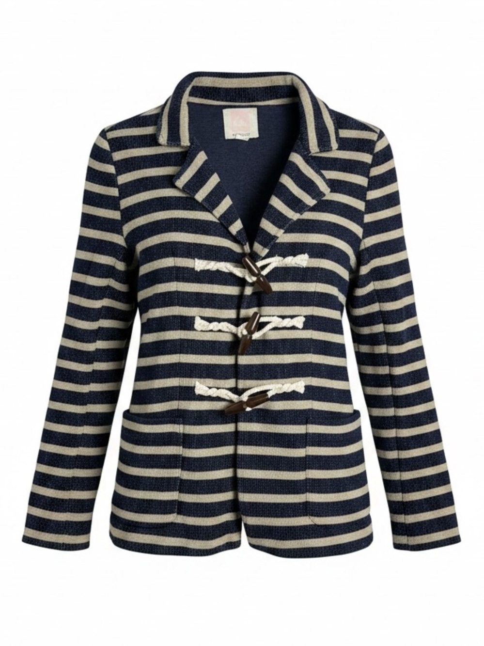 Quiksilver Nautical Navy & Beige Striped Toggle Blazer